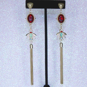 Dragonfly Tassle earrings with Ruby accent